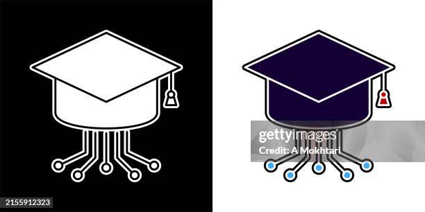 artificial intelligence learning icon. - students learning computer programming stock illustrations