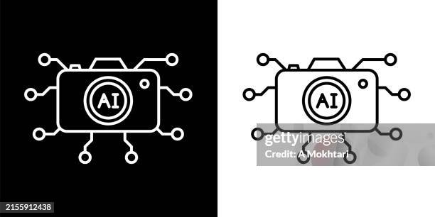 ilustrações, clipart, desenhos animados e ícones de criação de imagens de inteligência artificial, foto... - estúdio de desenho gráfico