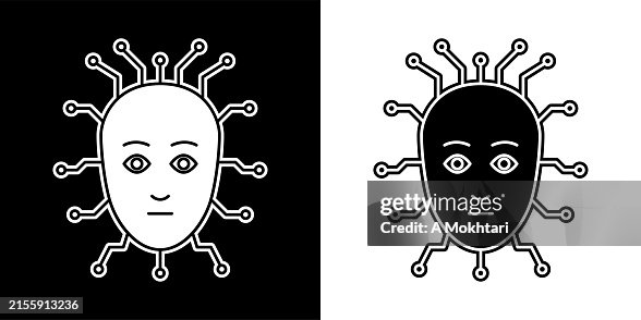 Artificial intelligence icon with face. Artificial intelligence icon with face.