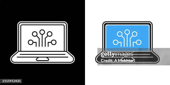 Laptop artificial intelligence icon. Laptop artificial intelligence icon.