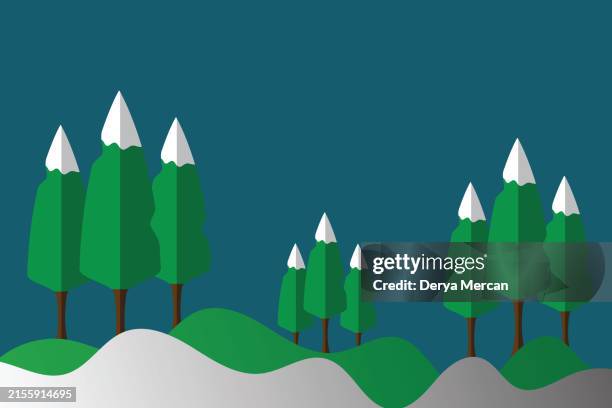 abstract background forest evergreen pine tree landscape i̇llüstrasyon - christmas tree farm stock illustrations