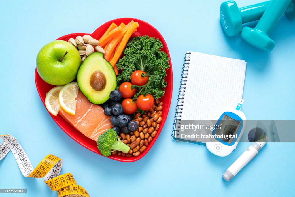 Healthy eating for blood glucose control concept