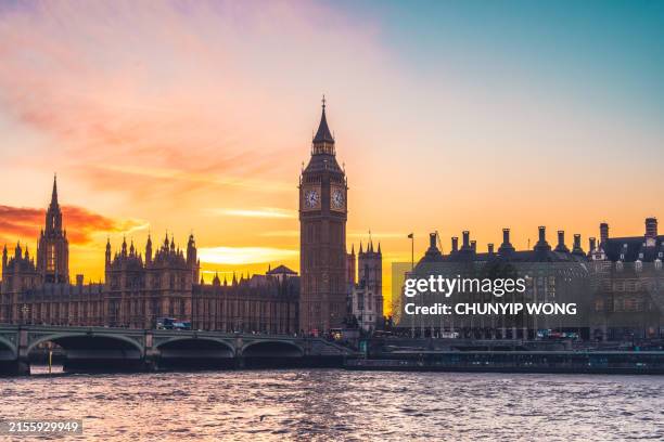 view of big ben and house of parliament, london - city of westminster london stock pictures, royalty-free photos & images