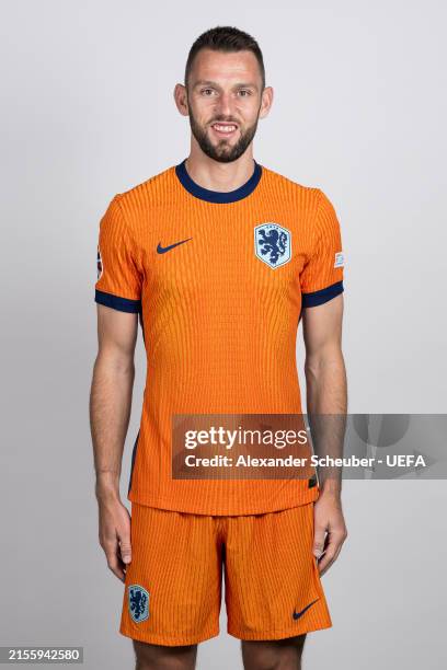 Stefan de Vrij of Netherlands poses for a portrait during the Netherlands Portrait session ahead of the UEFA EURO 2024 Germany on June 03, 2024 in...