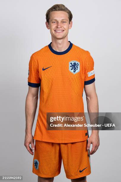 Frenkie de Jong of Netherlands poses for a portrait during the Netherlands Portrait session ahead of the UEFA EURO 2024 Germany on June 03, 2024 in...