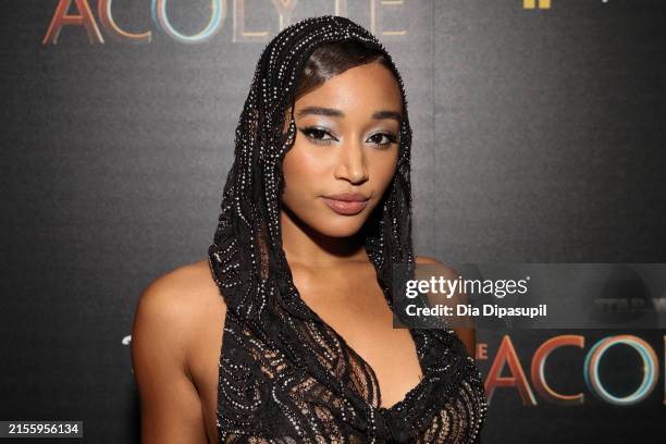 Amandla Stenberg attends Disney+ and The Cinema Society host a screening of "The Acolyte" at The Whitby Hotel on June 03, 2024 in New York City.