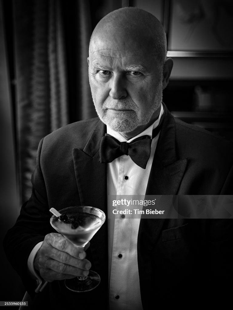 Man in tuxedo with martini.