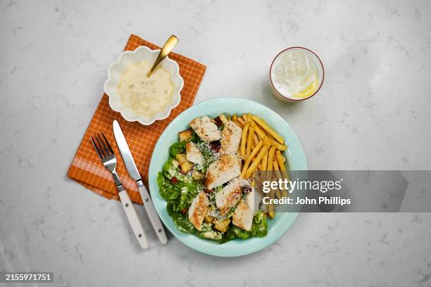 In this image released on June 04, 2024 in London, England, A general view of Poppy O'Toole's air fryer Chicken Caesar Salad from her new recipe...