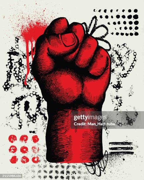 raised fist - police brutality stock illustrations