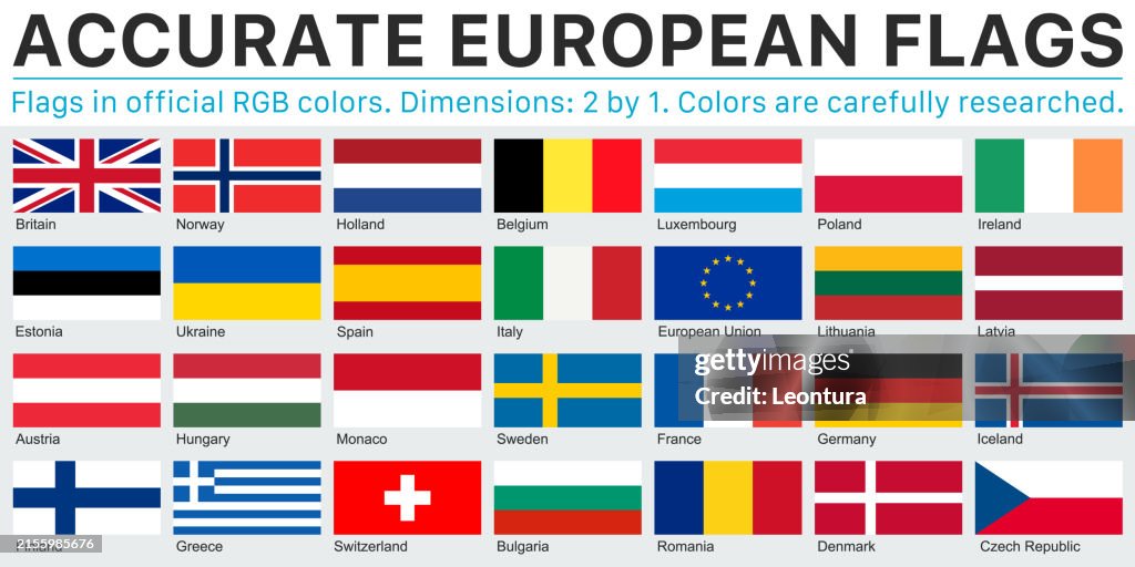 Accurate European Flags in Official RGB Colors