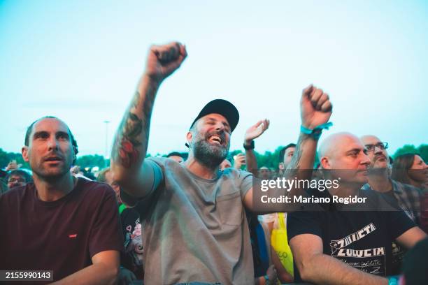 View of fans while the Spanish indie rock band Los Planetas performs in concert during Tomavistas Festival on May 24, 2024 in Madrid, Spain.