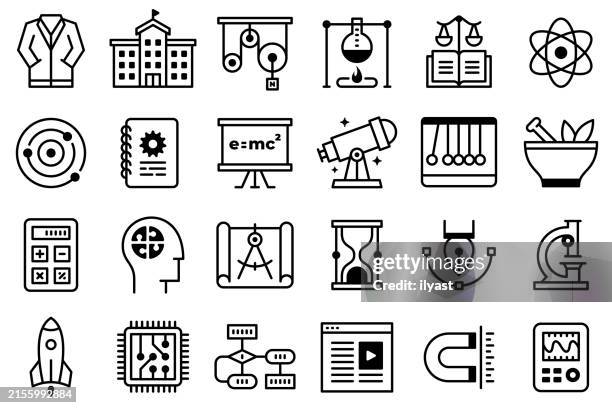 line icons with editable stroke for stem education - gantt chart stock illustrations