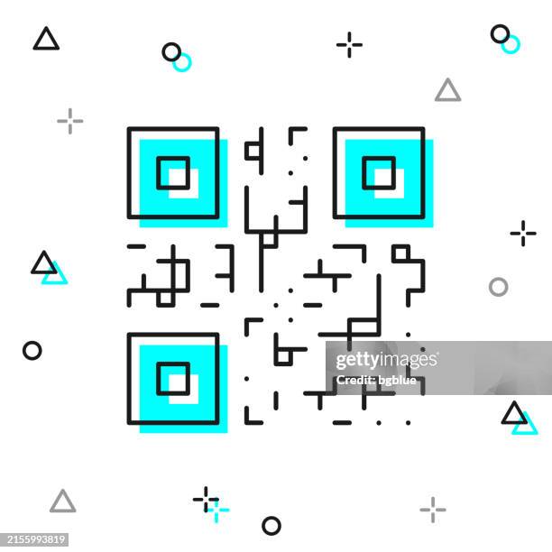 ilustraciones, imágenes clip art, dibujos animados e iconos de stock de código qr. icono de línea sobre fondo blanco - qr-code-scan-icon