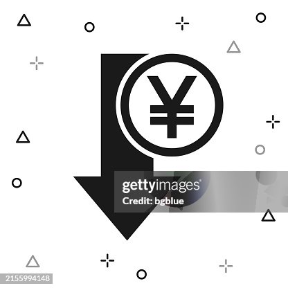 Yen decrease. Icon on white background Yen decrease. Icon on white background