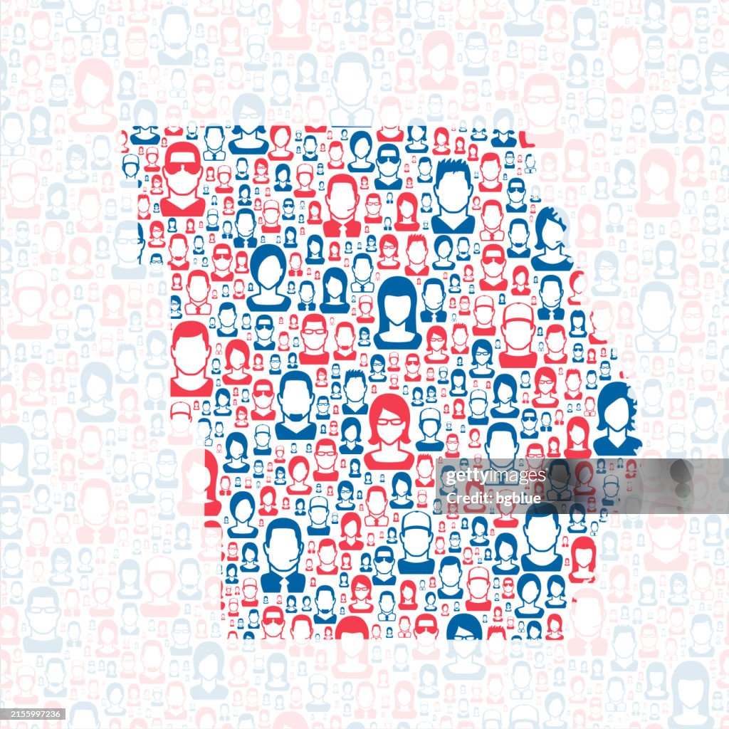 Butler County, Missouri. Map with blue and red People