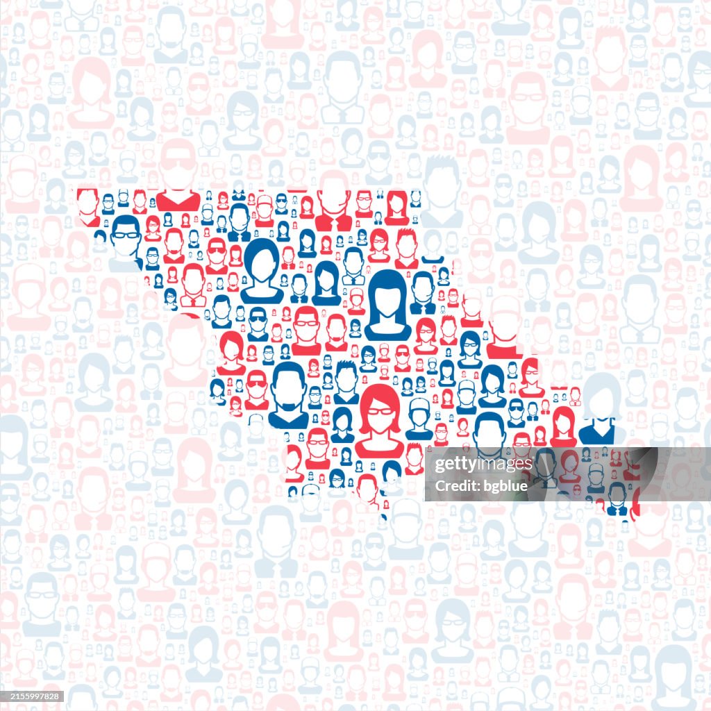 San Luis Obispo County, California. Map with blue and red People