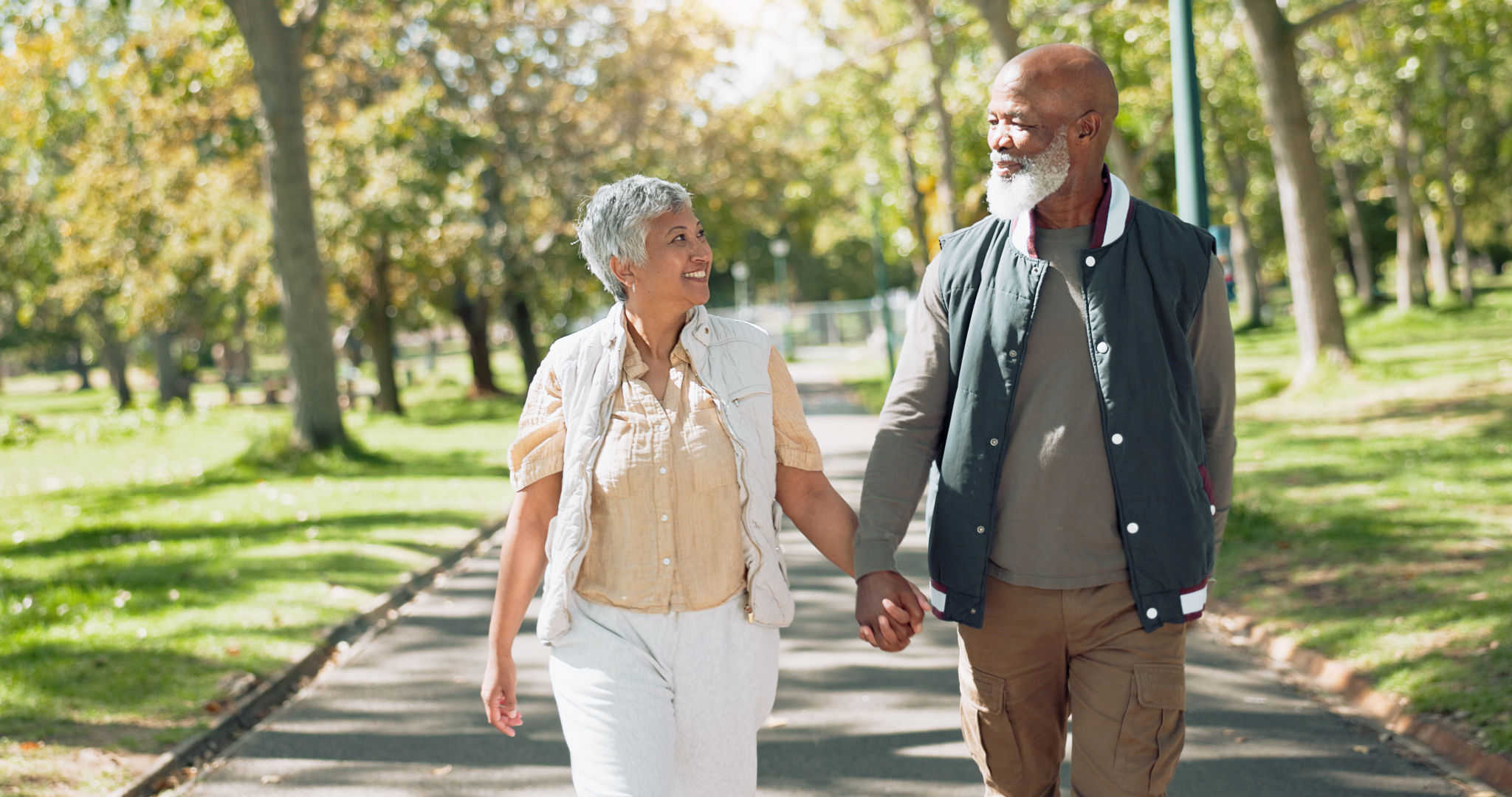 senior couple walking