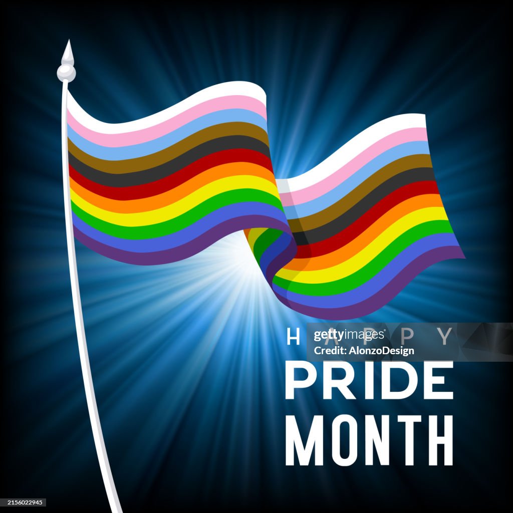 Pride parade. Colorful LGBT Flag. Happy Pride Month banner.