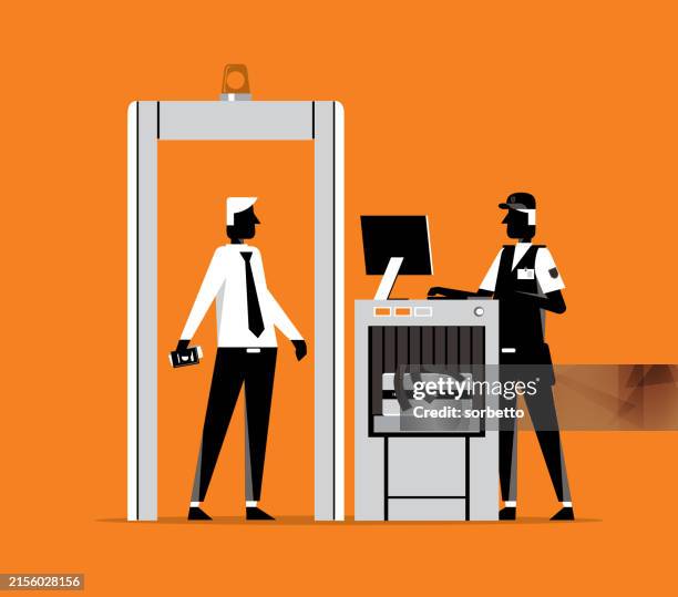 airport security - businessman - sensor stock illustrations