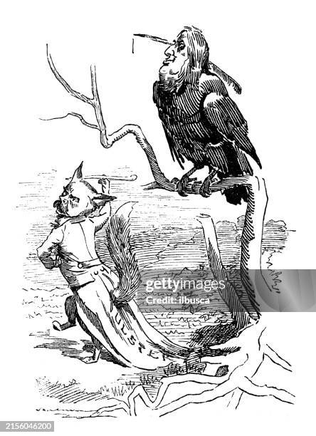 british satire caricature comic cartoon illustration - vulture cartoon character stock illustrations