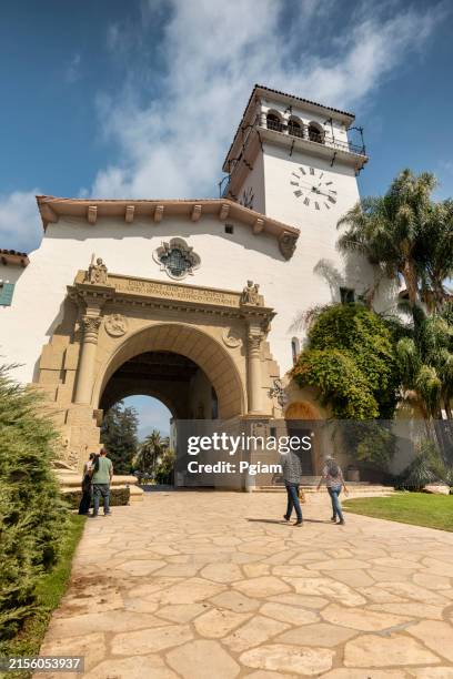 santa barbara california county courthouse spanish colonial revival building - spanish colonial revival architecture stock pictures, royalty-free photos & images