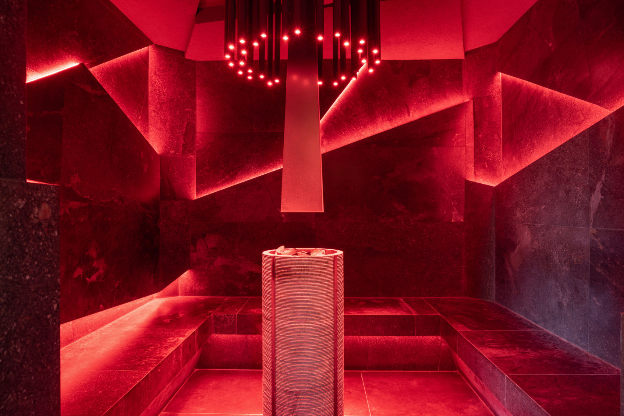 Infrared sauna interior in modern hotel spa Infrared sauna interior in modern hotel spa