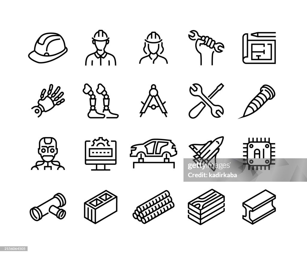 Engineering line icon set.