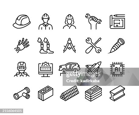 Engineering line icon set. Engineering line icon set.