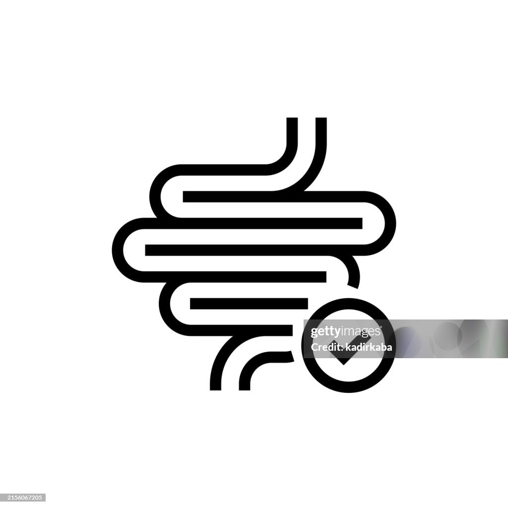 Bowel, probiotics, constipation line icon.