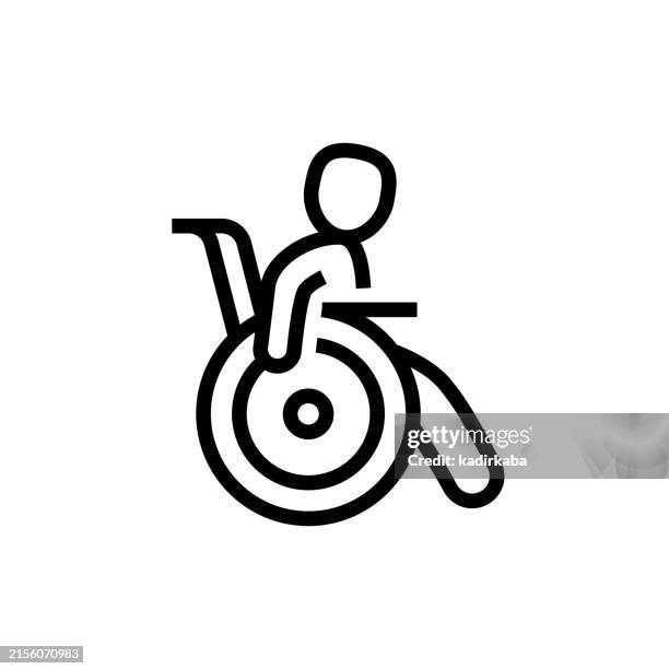 ilustraciones, imágenes clip art, dibujos animados e iconos de stock de icono de línea de vida para discapacitados. - símbolo internacional de accesibilidad