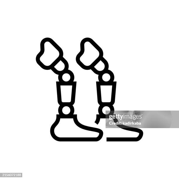 prosthetic leg, disabled line icon. accessibility for person with disability. - amputee stock illustrations