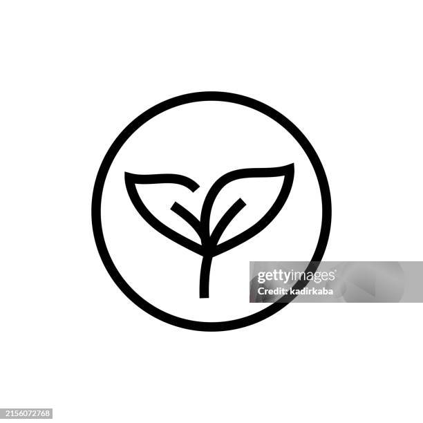 illustrazioni stock, clip art, cartoni animati e icone di tendenza di icona della linea di cibi vegetariani. distintivo, adesivo, logo, etichetta. - vegan