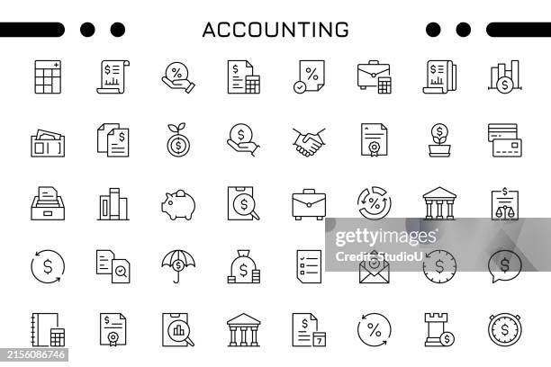 accounting editable stroke icon set - accountancy stock illustrations