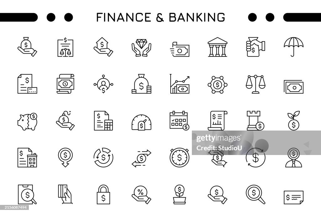 Finance And Banking Editable Stroke Icon Set