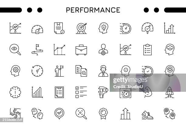 stockillustraties, clipart, cartoons en iconen met performance editable stroke icon set - scorekaart