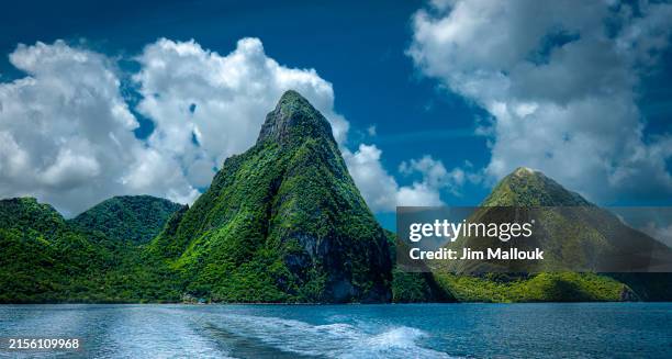 pitons in saint lucia - pitons stock pictures, royalty-free photos & images