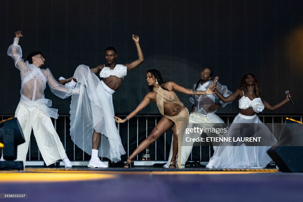 Dominican rapper Tokischa performs on stage during LA Pride in the ...