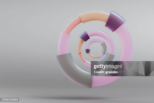 abstract connected pie charts background element - interlocked stock pictures, royalty-free photos & images