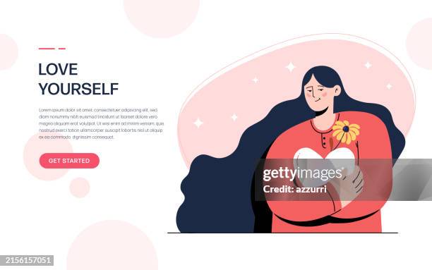 love yourself - vector illustration of self-love and acceptance - self love stock illustrations