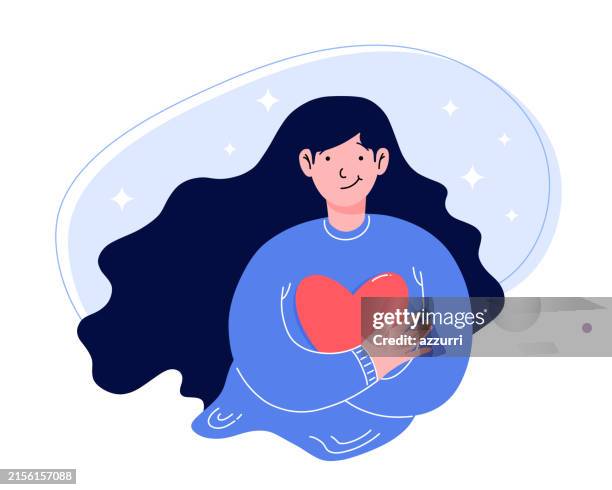 Vector Innerpeace Inner Peace And Selflove Vector Illustration Of A Woman With A Heart ...