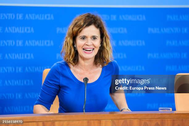 The deputy spokesperson of the Por Andalucia Group, Esperanza Gomez, during the round of press conferences of spokespersons of the parliamentary...