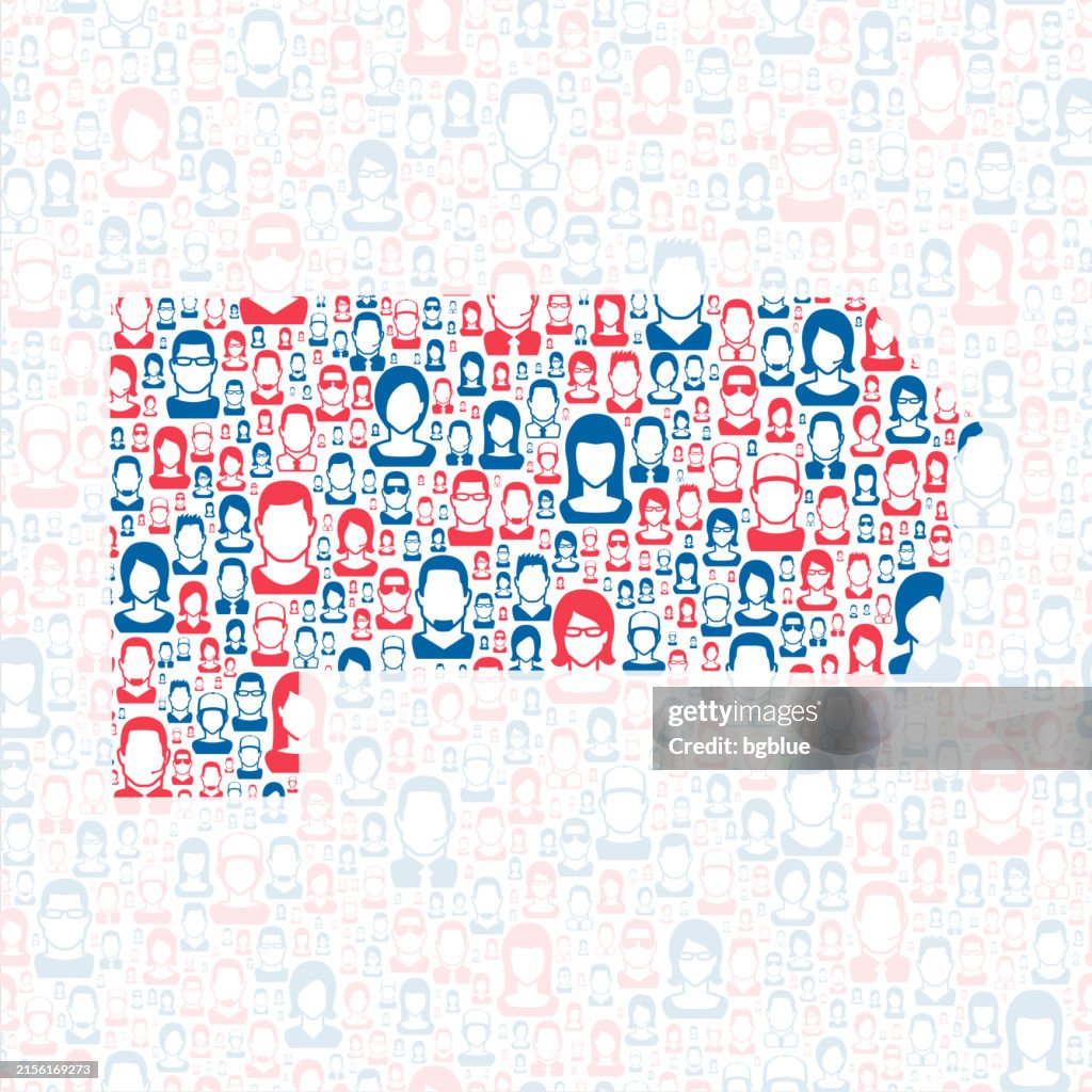 Racine County, Wisconsin. Map with blue and red People