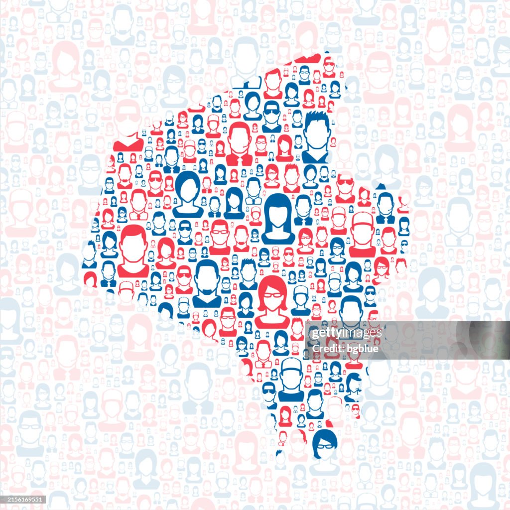 Fayette County, Kentucky. Map with blue and red People