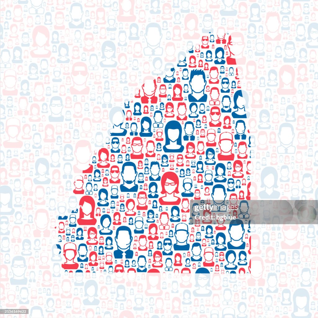 Rankin County, Mississippi. Map with blue and red People