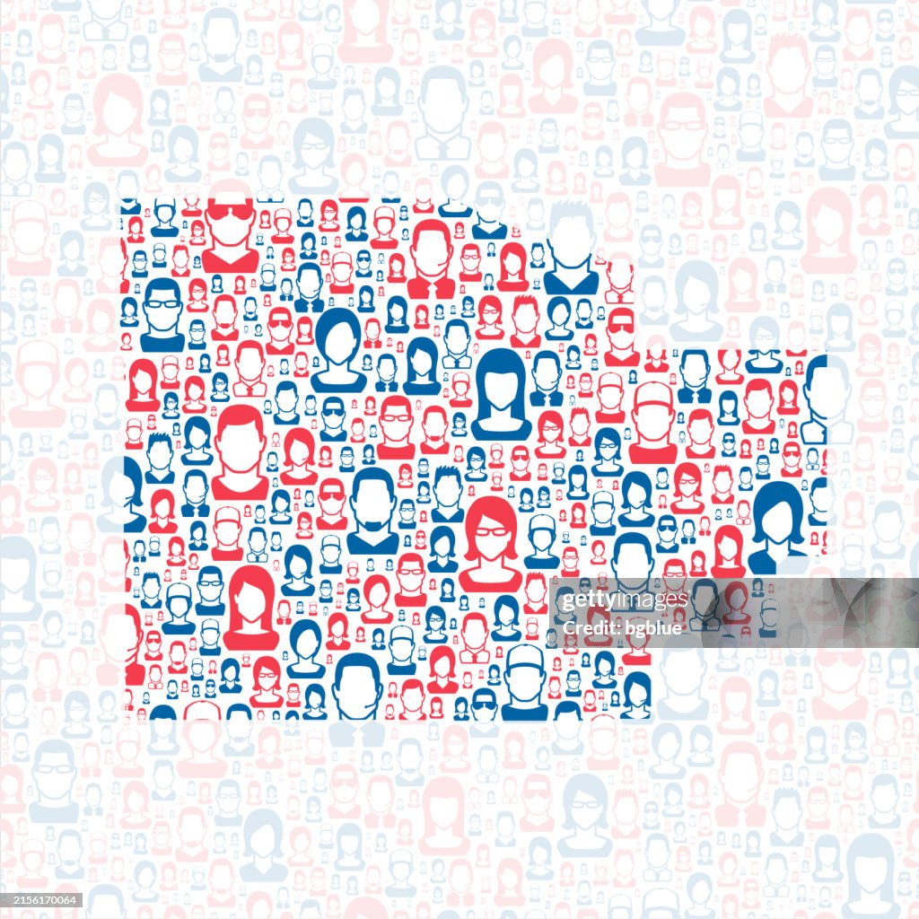 Socorro County, New Mexico. Map with blue and red People