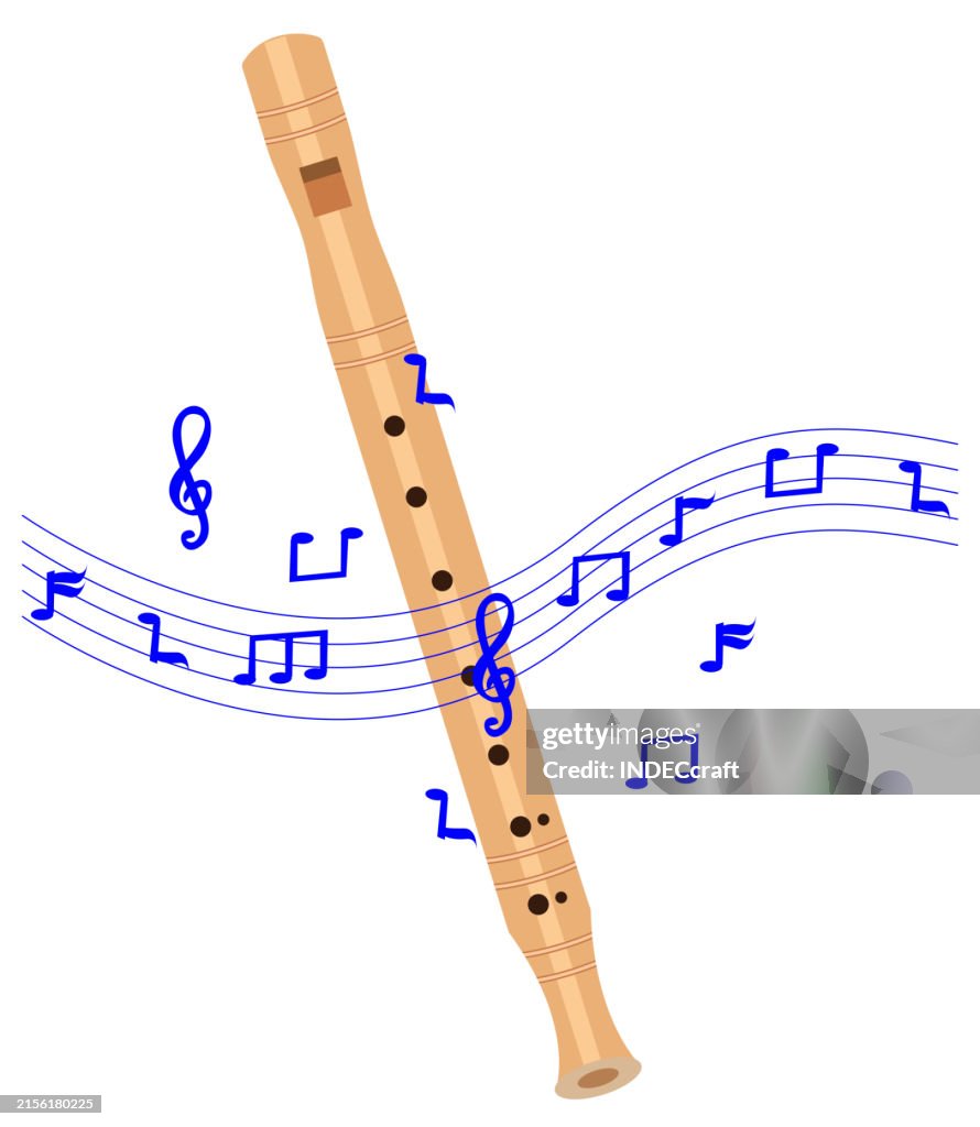 Recorder Draw Recorder Instrument With Musical Note High-Res Vector Graphic - Getty ...