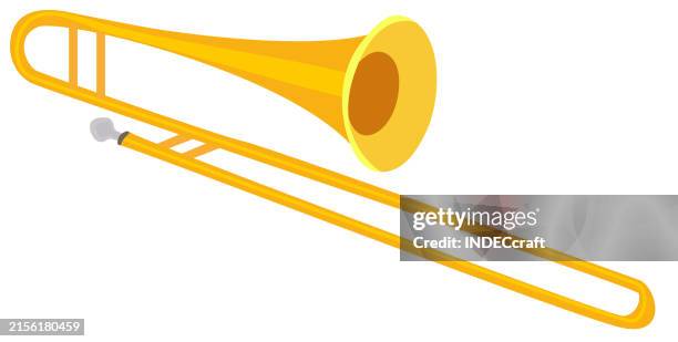 ilustrações de stock, clip art, desenhos animados e ícones de trombone instrument - símbolo musical