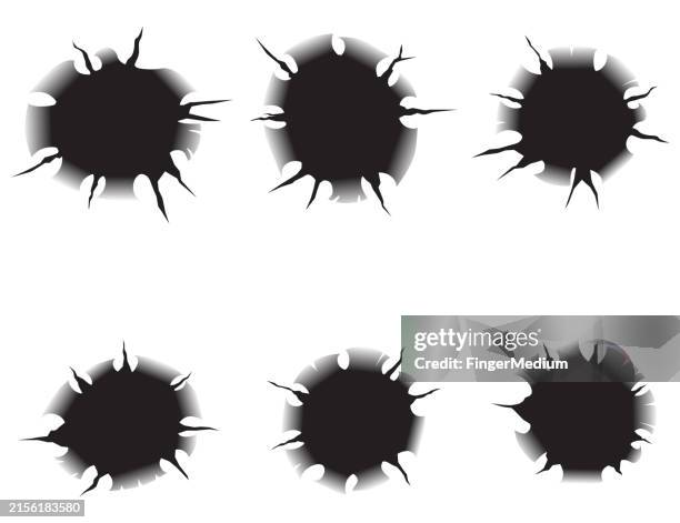 bullet holes vector set - bullet hole stock illustrations