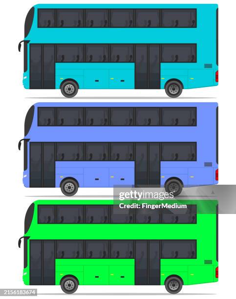 vector set of double decker bus - double decker stock illustrations