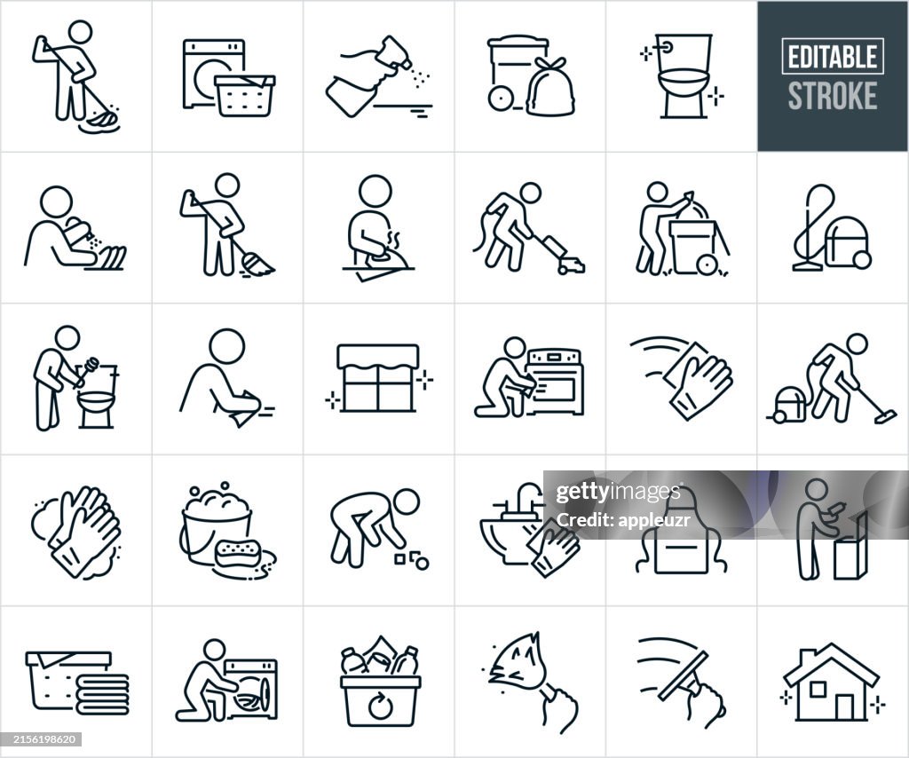 Cleaning Thin Line Icons - Editable Stroke